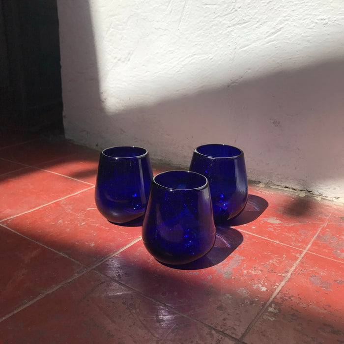 Vasos veladora azul